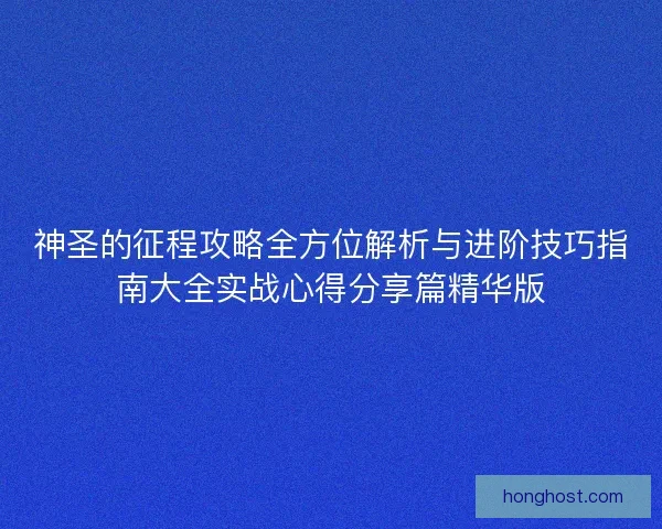 神圣的征程攻略全方位解析与进阶技巧指南大全实战心得分享篇精华版